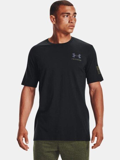 Under Armour Freedom By 1775 Short Sleeve T-Shirt front side with battle flag on sleeve